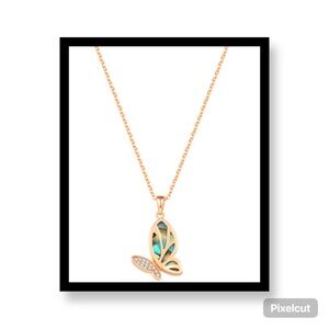 Dainty Butterfly Choker Necklace | Abalone Shell | 18k Rose Gold-Plated Brass